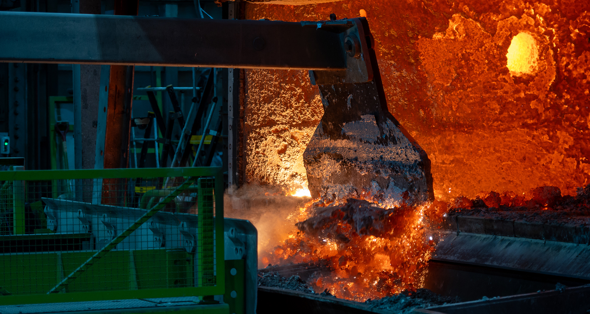 a large fire burning in a factory