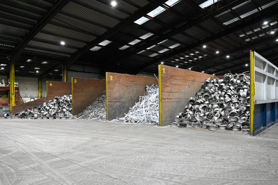 a warehouse with scraps of aluminium