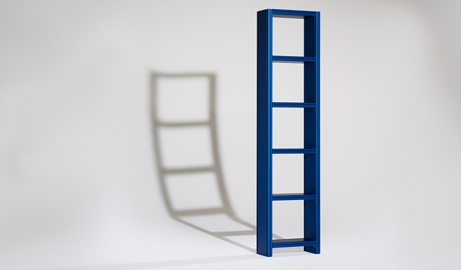 Philippe Malouin's T-Board Shelving System, made of aluminium