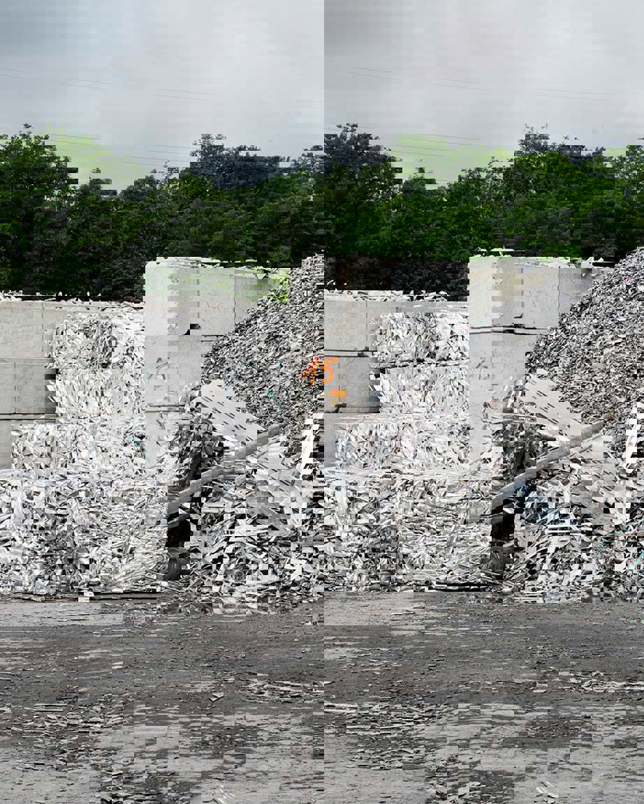 a pile of metal and concrete blocks